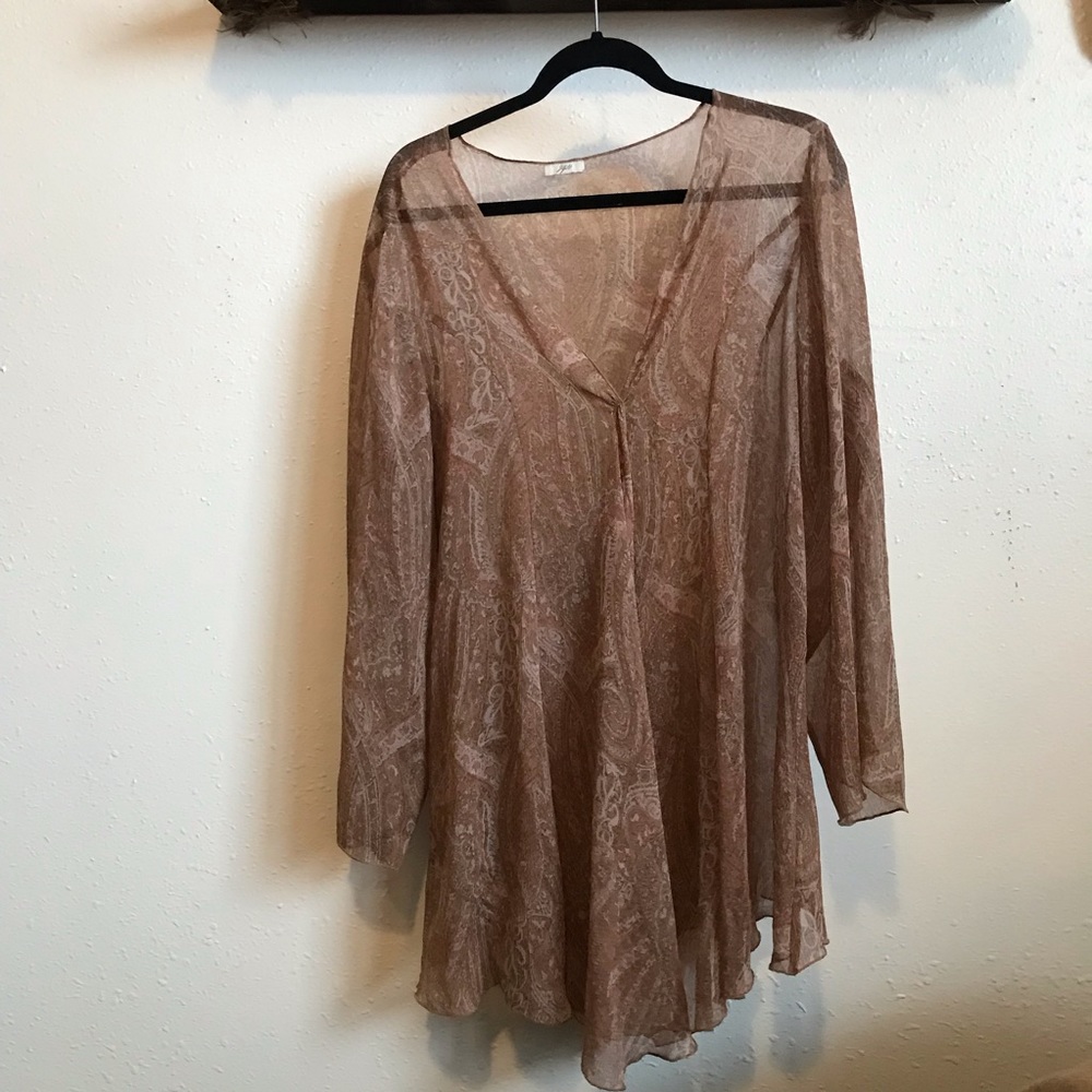 Semi-sheer Boho paisley printed blouse